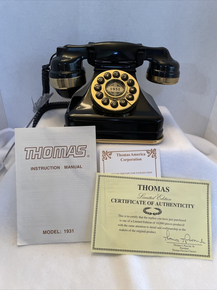 Vintage Retro Thomas Model 1931 Phone Push Button with Paperwork