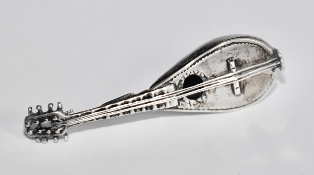 Superb Vintage Continental Italian 800 Solid Silver Mandolin Miniature