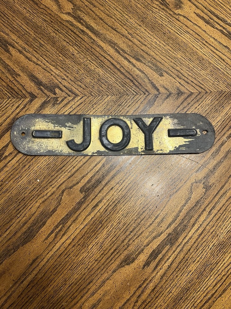 Antique Coal Mining Joy Mining Co Raised Letter Brass Sign