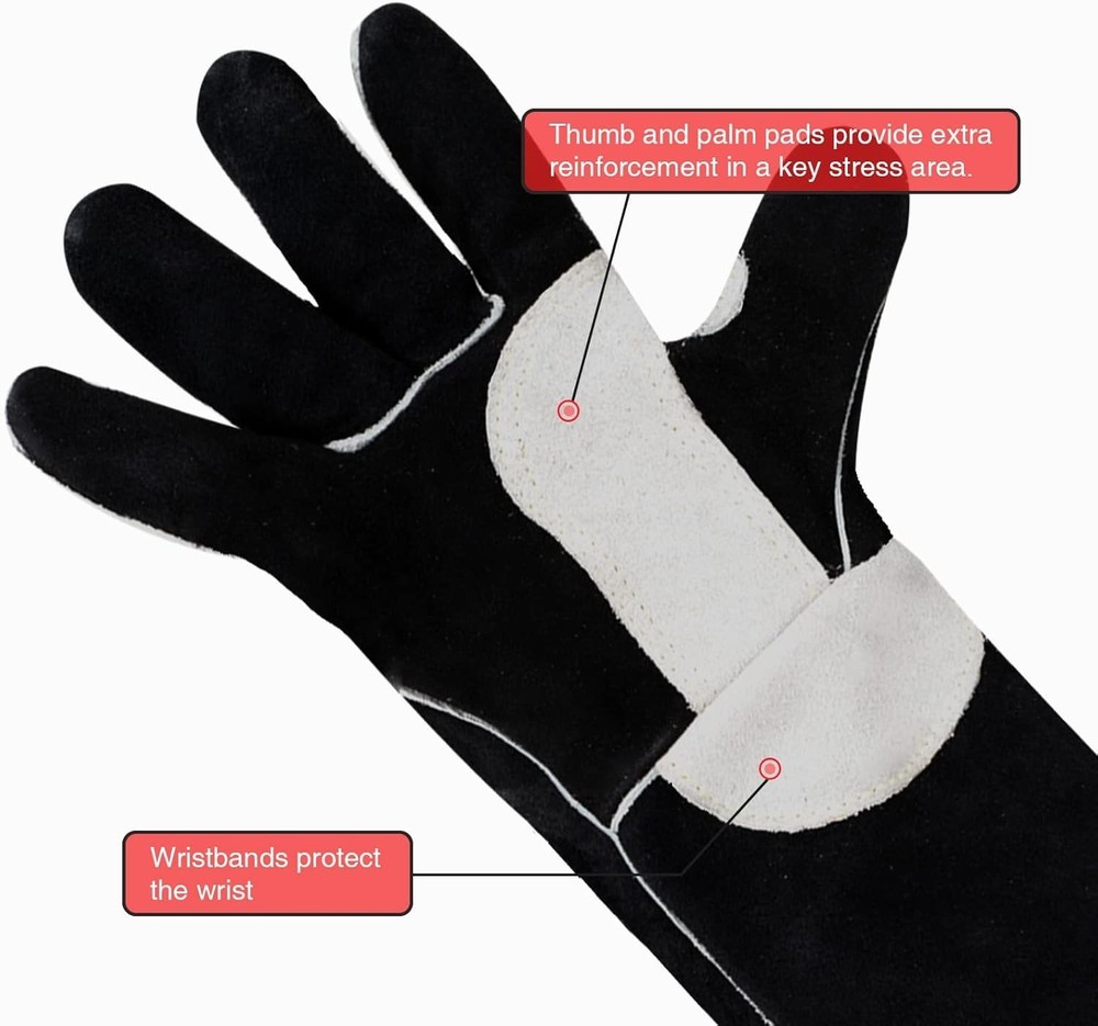 Durable Leather Welding Gloves - Fire Resistant, Flexible & Ambidextrous Design