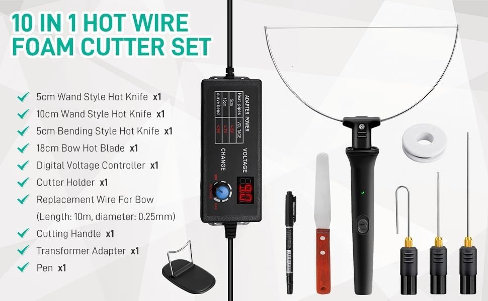 All-in-One Electric Styrofoam Cutter Set - Includes Multiple Hot Knife Styles