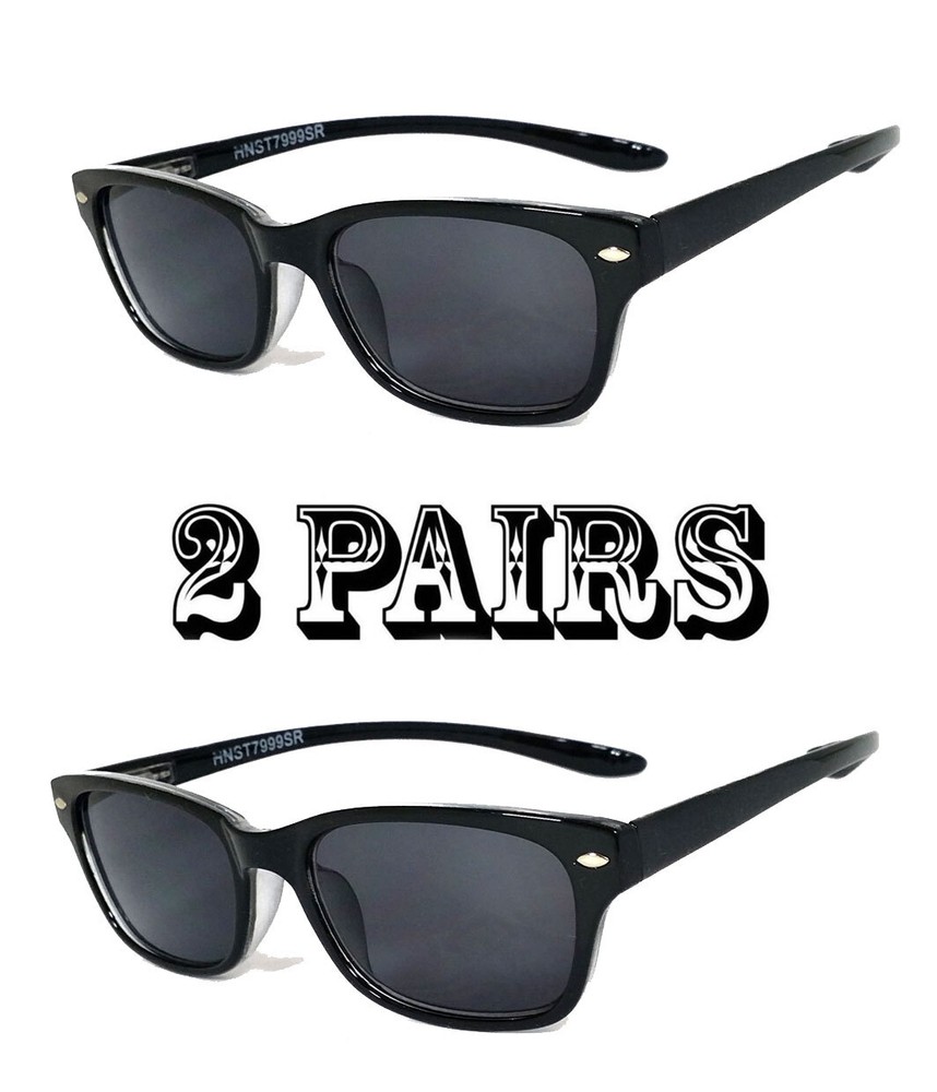 2 Pairs Retro Square Frame Hang Neck Reading Sunglasses Sun Reader UV Protect