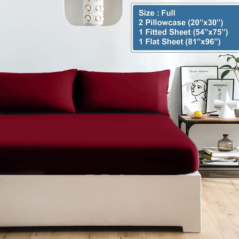 Jersey Fitted Bed Sheets 100% cotton 4pc Full Size