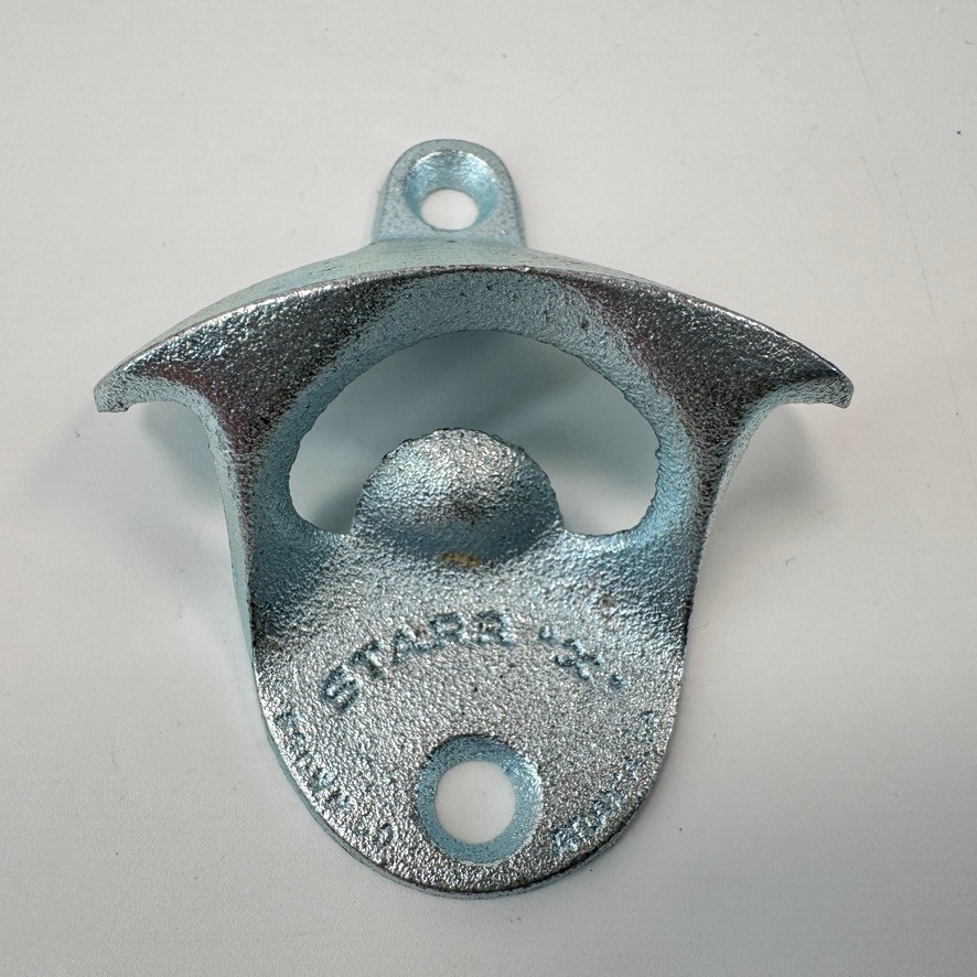Starr Plain Silver Beer Soda Bottle Opener Wall Mounted Galvanized Cast Iron