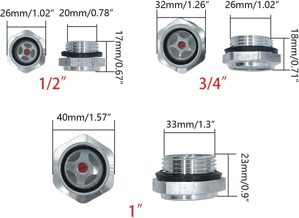 4-Pack Air Compressor Oil Sight Glass