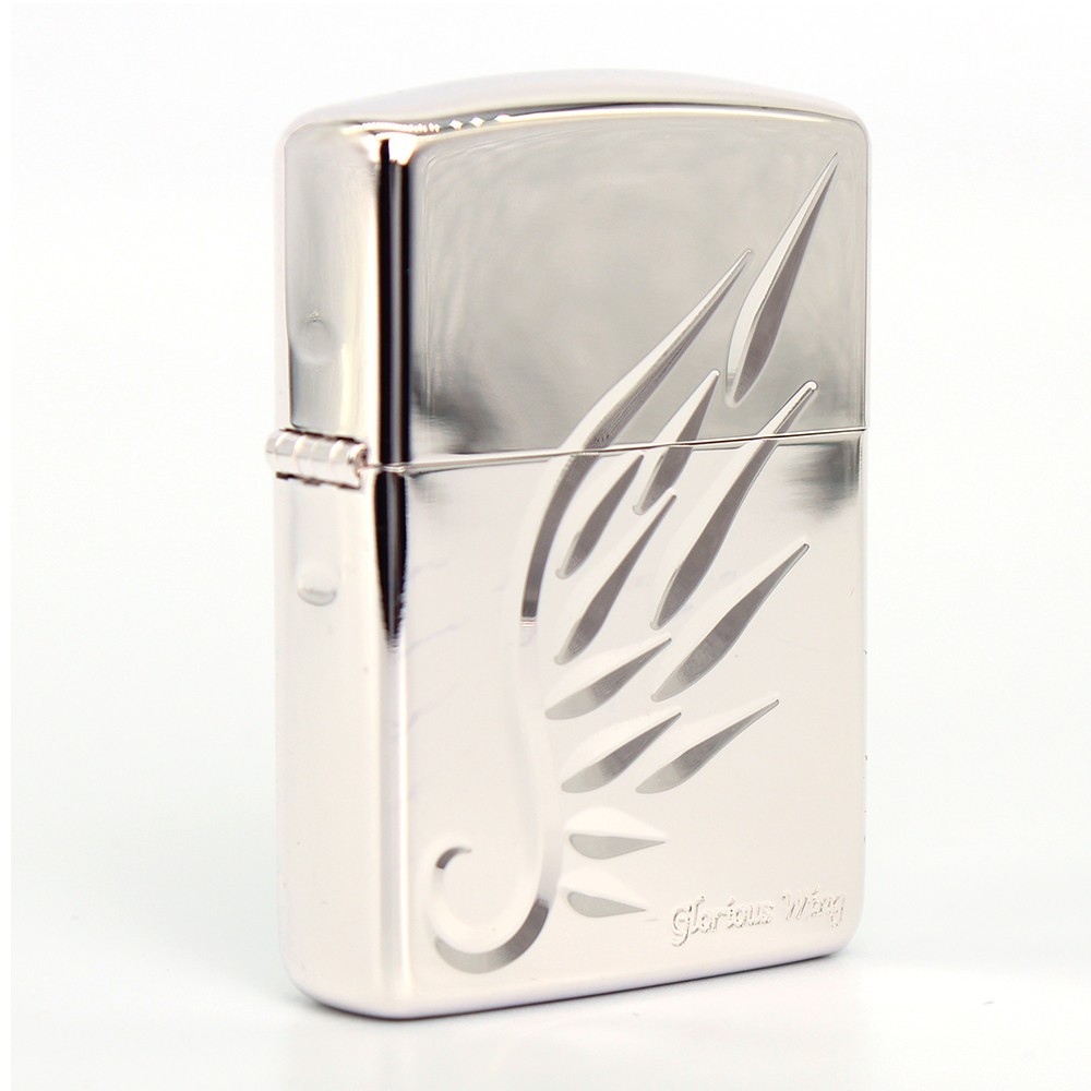 Zippo lighter Armor JP Custom Base/ Glorious V-wing Lining Cutting Silver New