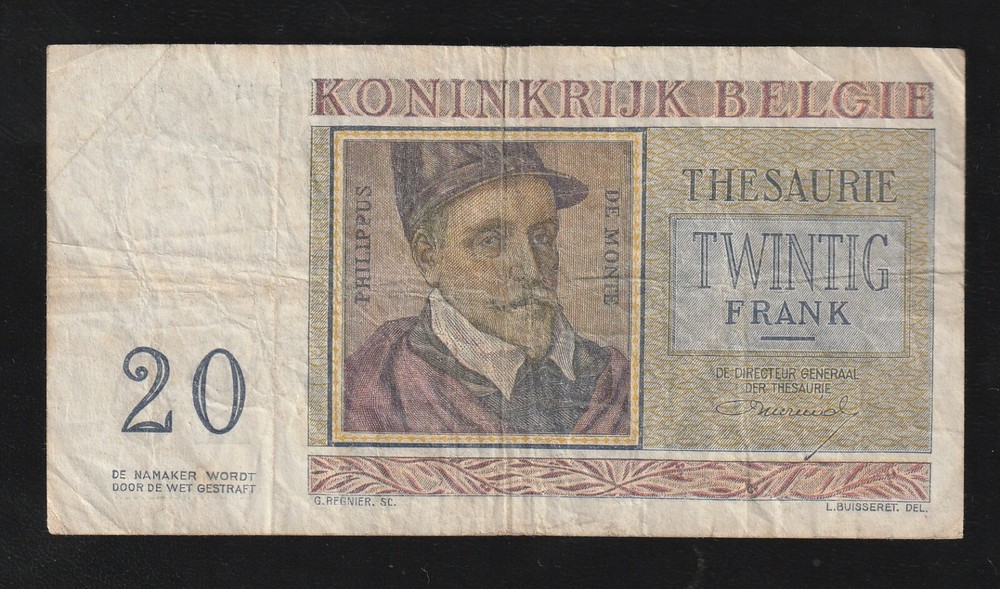 Belgium, 20 Francs, 1950, P-132, Banknote