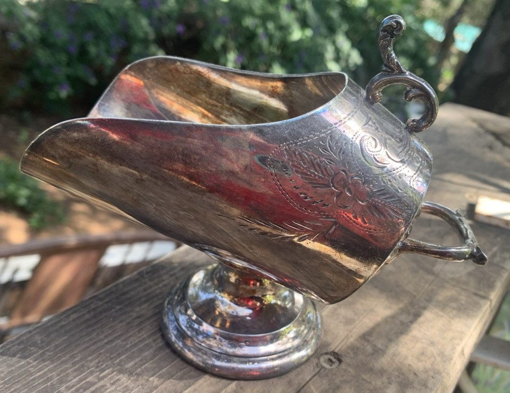 Victorian Silver Plate Sugar Scuttle Barrel EPBM 1900s Model Etched Pattern 917