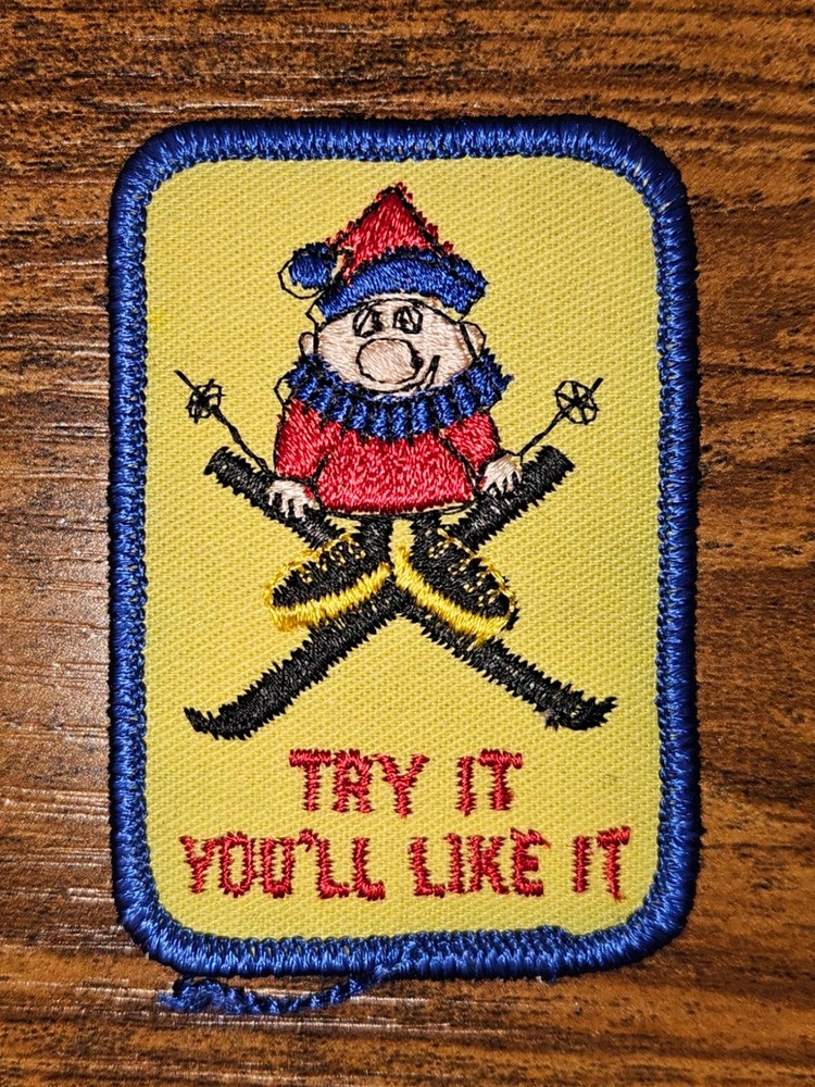 Try It You'll Like It Beginner Vintage Skiing Ski Iron On Patch