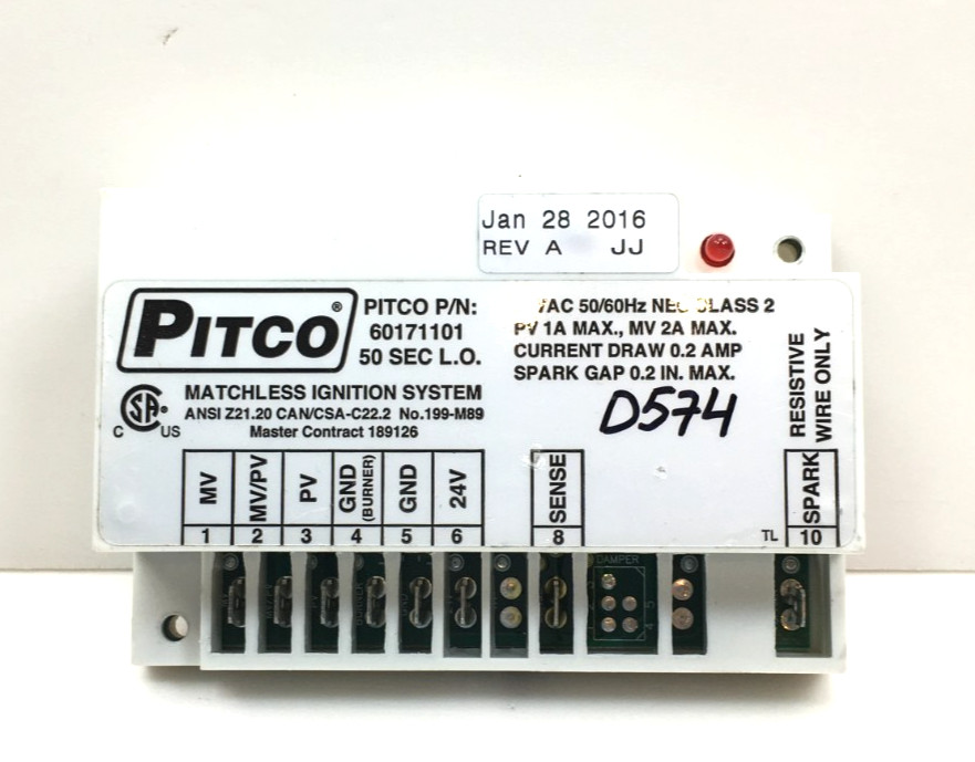 PITCO 60171101 Automatic Ignition System Control Module used #D574