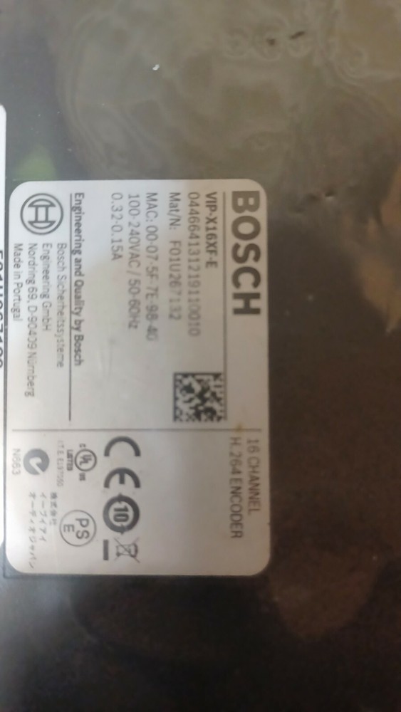 Bosch VIP-X16XF-E 16 Channel H-264 Encoder With Power Cord