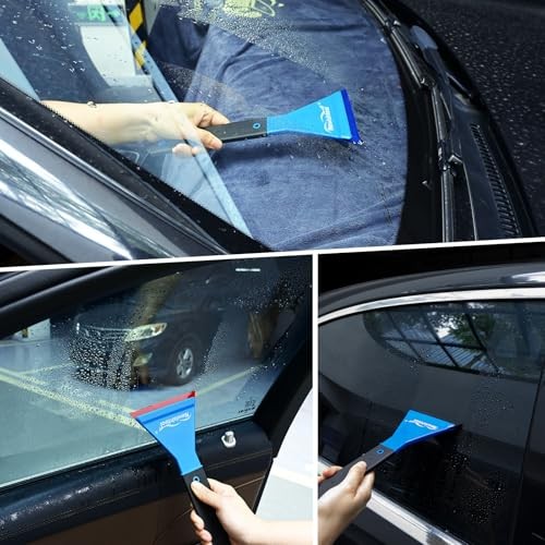 Window Tint Squeegee Rubber with Handle, 3 PCS Different Durometer Blades