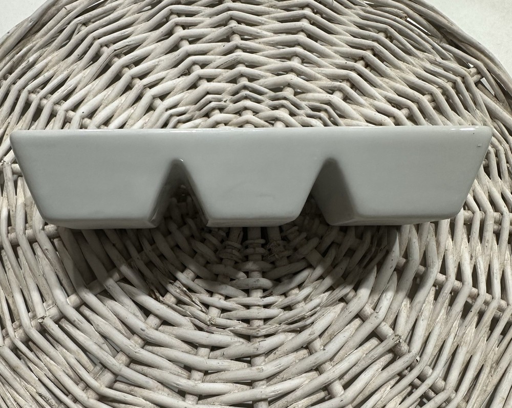 (1) White Porcelain 3-Compartment Rectangular Divided Tray 7” x 2.5” x 1.5 oz