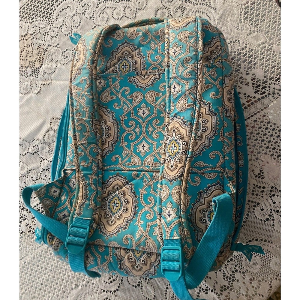 Vera Bradley Quilted Backpack Computer Bag – Teal Medallion Pattern