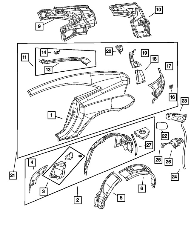 Genuine Mopar Quarter Inner Panel Right 5096770aa