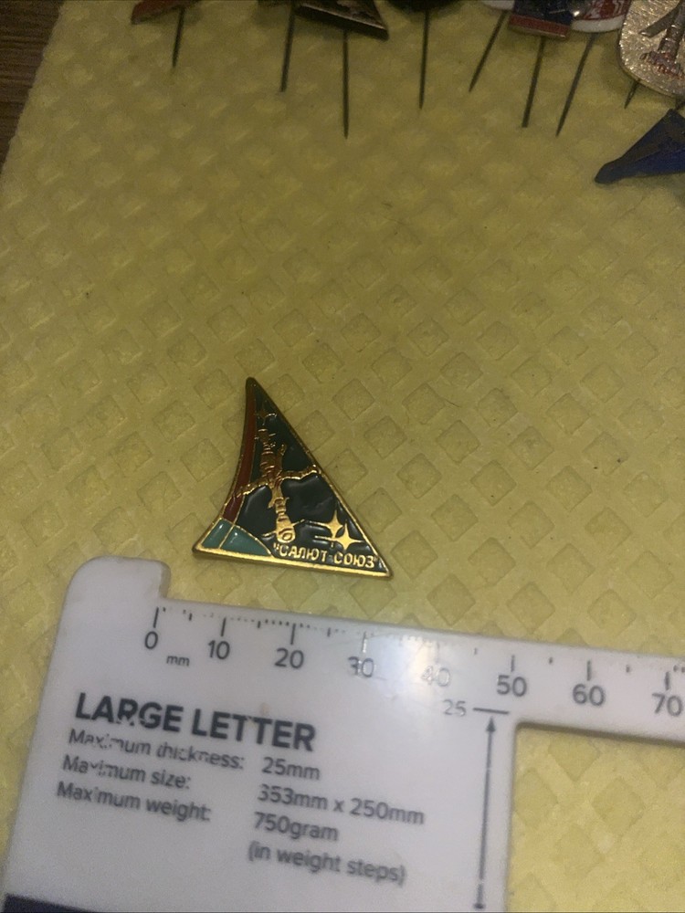 Vintage Soviet Space Pin – “Soyuz–Salyut” USSR Space Program