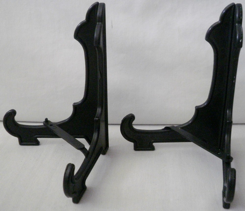 2 - 5” Black Plastic Folding Display Picture Plate Dish Easel Stand
