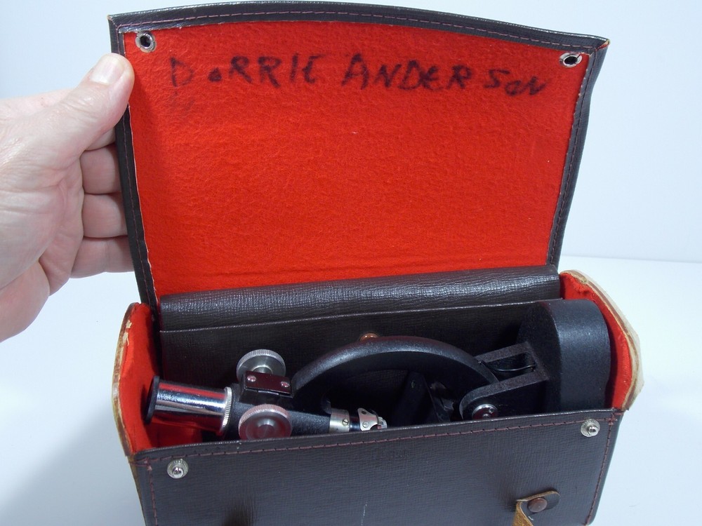 Vintage Sans & Streiffe No. 511 Lighted Microscope with Leather Case & Tools