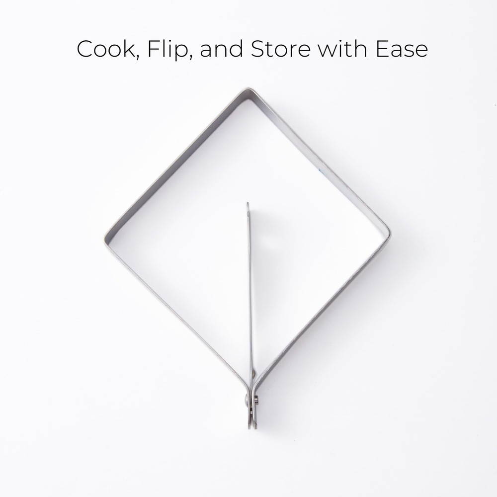Square Egg Mold for Griddle Stainless Steel Ring with Collapsible Handle