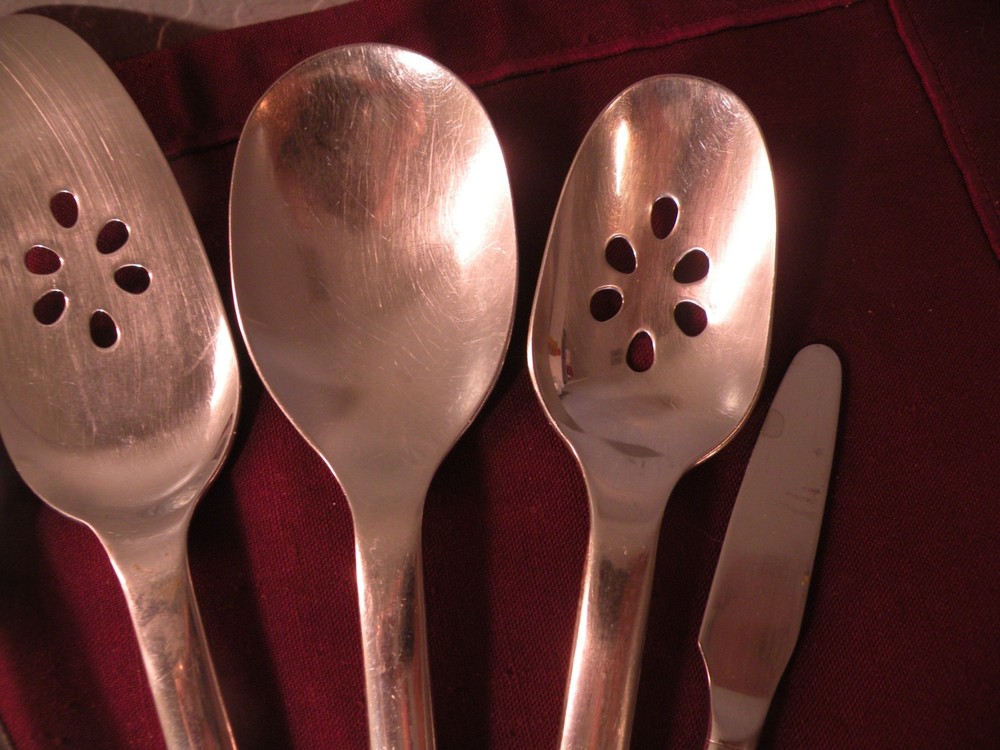 6 Piece Serving Hostess Set Oneida Vectra Solid Slotted Spoon Fork Casserole +