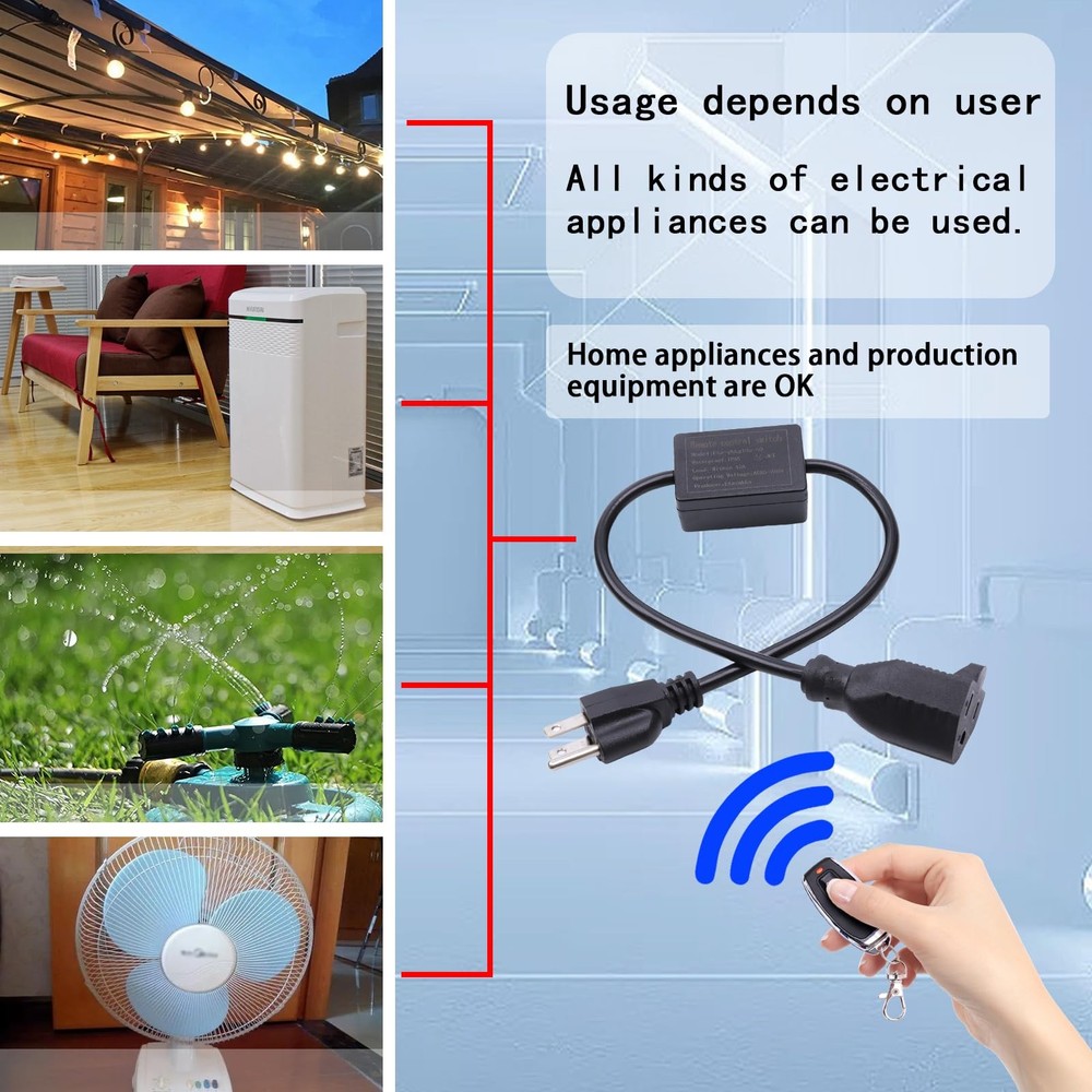 Extension Cord with Switch,Remote Control Extension Cable Waterproof Switch 1