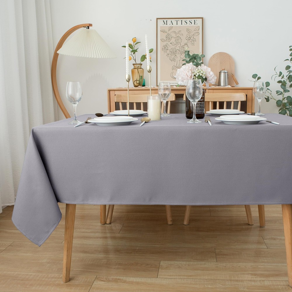 Textured Fabric Tablecloths 52 X 70 Inches Rectangular Silver Grey Water Resi...