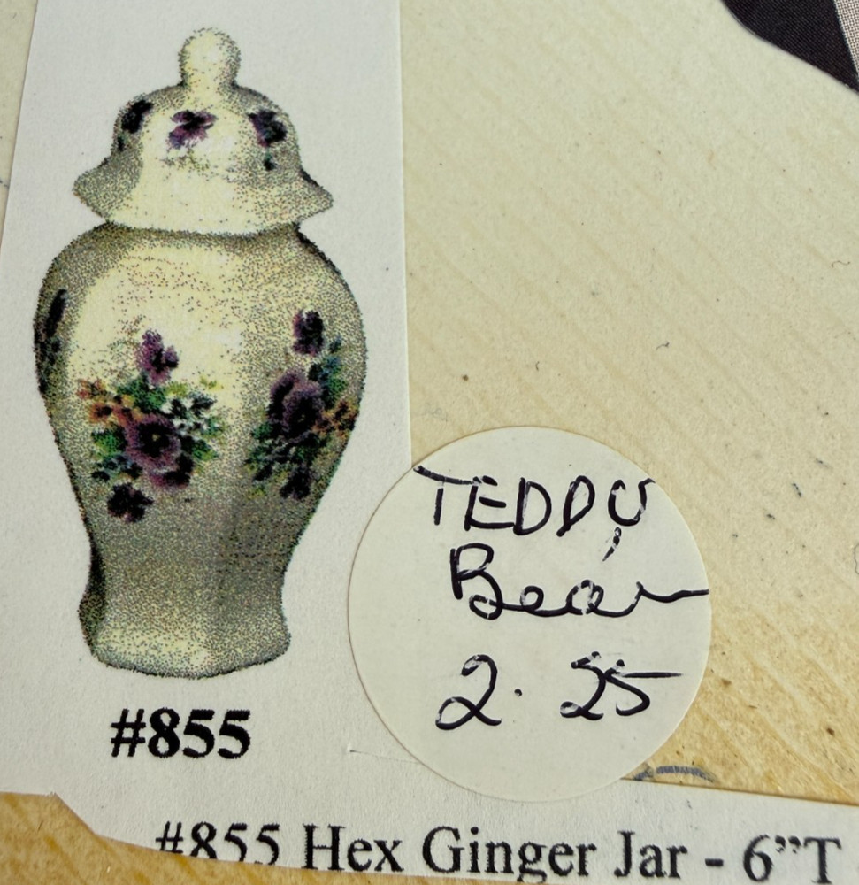 VINTAGE TEDDY BEAR CERAMIC MOLD #855 HEX GINGER JAR