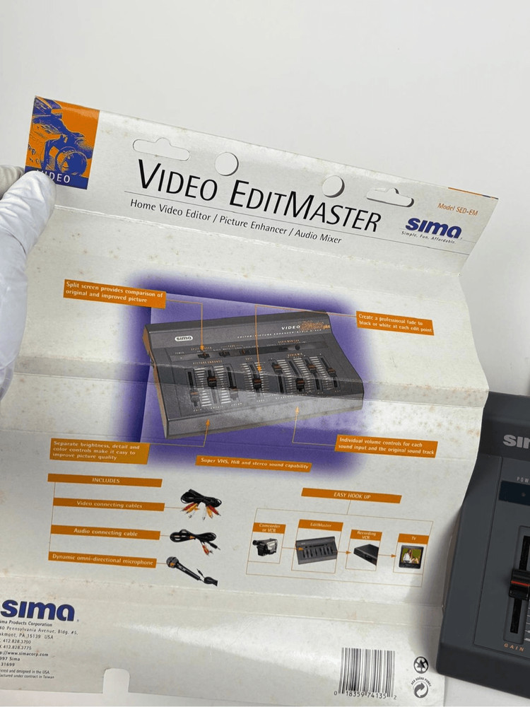 NOS Sima Video Editmaster Edit Master Plus W/ Power Audio Cables & Microphone