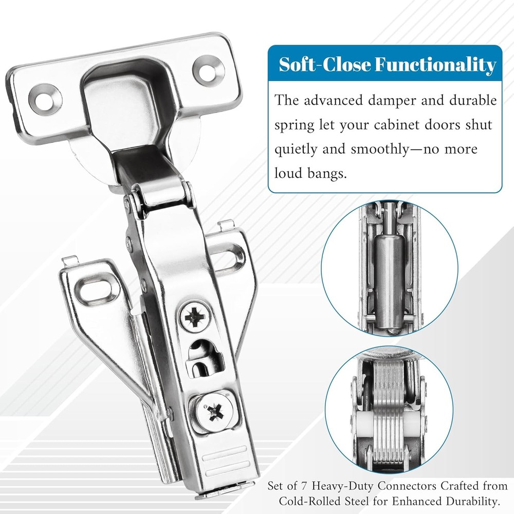 Overlay Buffer-Closing Cabinet Hinge—Adjustable Clip-On Concealed Cabinet Hinge