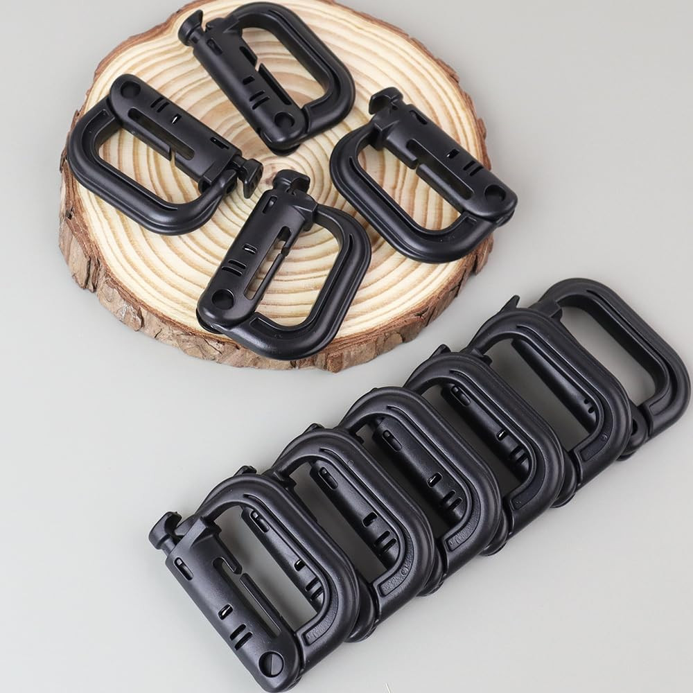 12 Pack Multipurpose D-Ring Grimlock Locking for Molle Webbing Molle Clips Hangi
