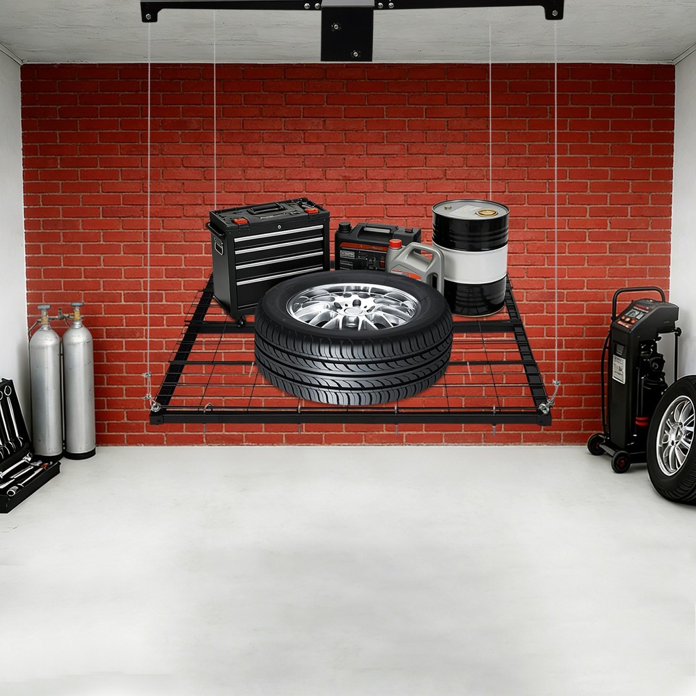 Overhead Garage Lifting Storage Rack, Adjustable Height Garage Storage Rack NEW