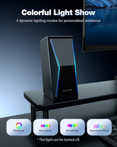 Computer Speakers for Desktop PC, 14W AC Powered PC Speakers with Bluetooth &