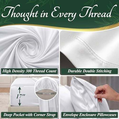 100% Viscose Derived from Bamboo Sheets Size - Luxury 6 Pc Queen White