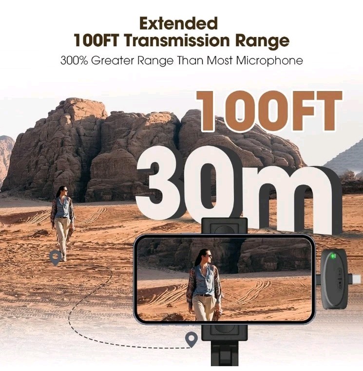 V10 Wireless Lavalier Microphone for iPhone iPad Android with Charging Case