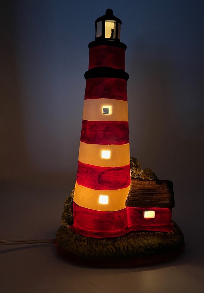 Direct Connection Lighted Ceramic Lefton VA Assateague Island Lighthouse, 11"