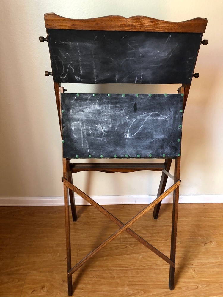 Antique Childs Desk/Easel Solid Oak With Chalk Board
