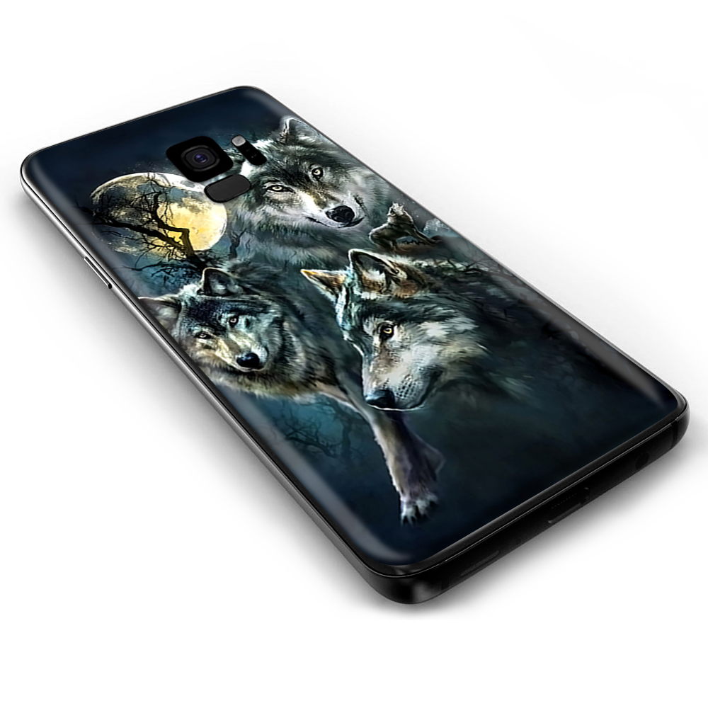 Samsung Galaxy S9 Skins Wrap - 3 Wolves Moonlight