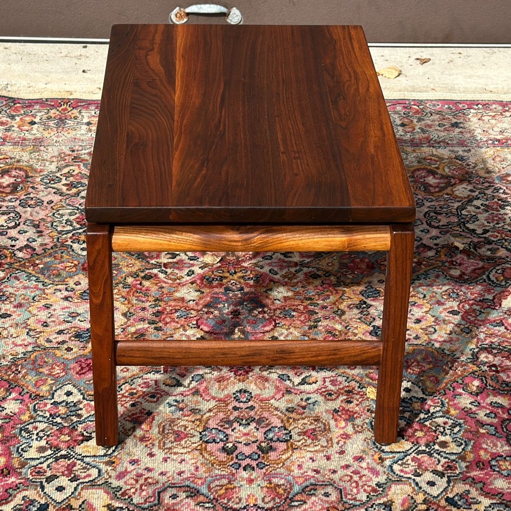 Mid-Century Modern Gunlocke Solid Walnut Floating Top Side Table Jens Risom
