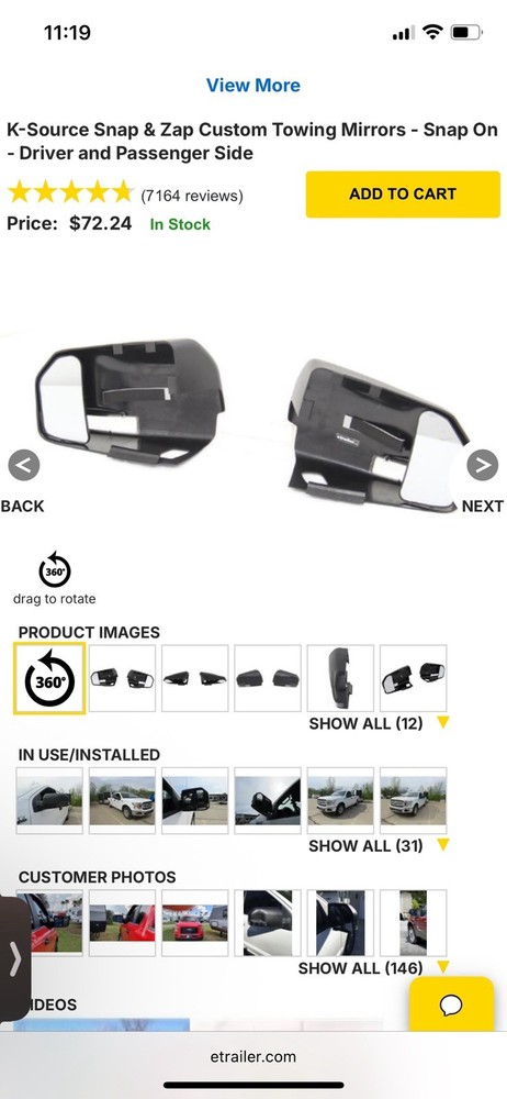 K Source Snap & Zap Ford  F-150 Towing Mirrors 2015-2020