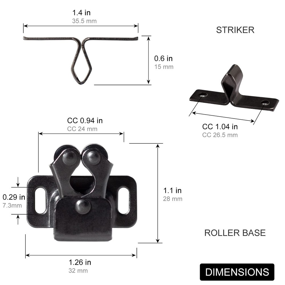 4 PCS Cabinet Latch Double Roller Catch Hardware for Cupboard Closet Kitchen ...