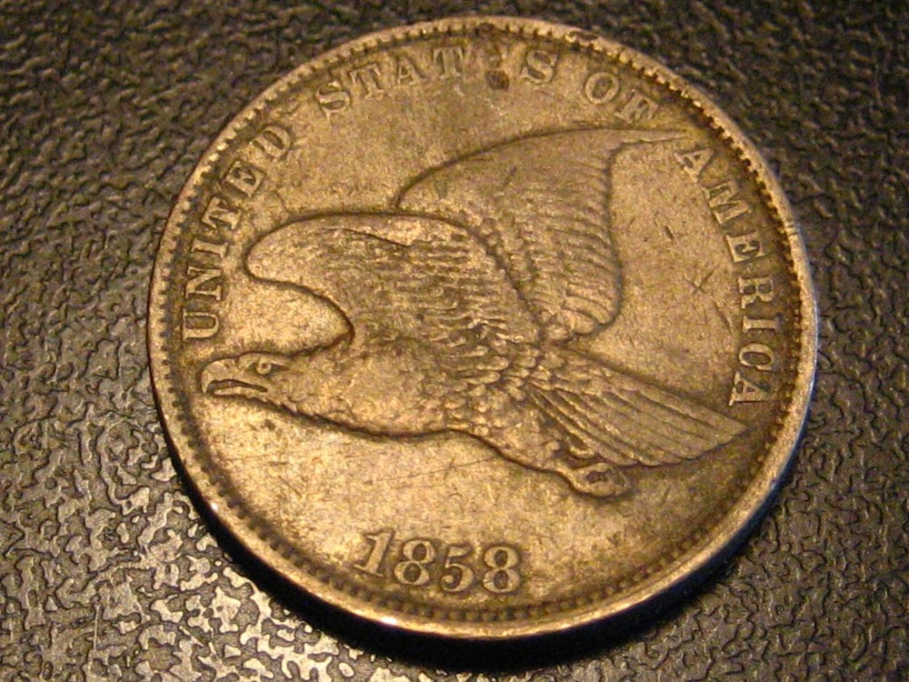 1858 Small Letters Flying Eagle Cent XF