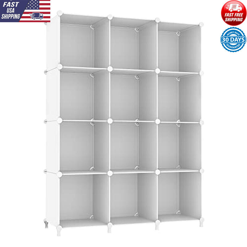 12 Cube Storage Organizer DIY Plastic Shelves Sturdy Multi-purpose Stackable New