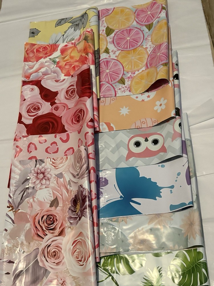 Assorted Decorative Poly Mailers Floral Butterfly Lemon Easter Egg Designs 10x13