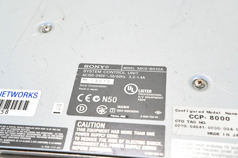 Sony MKS-8010A System Control Unit CG01D56
