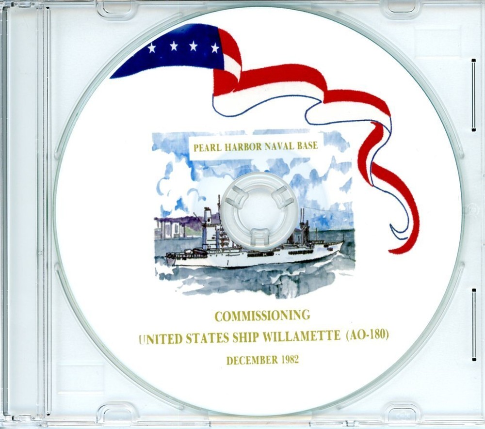 USS Willamette AO 180 Commissioning Program 1982 on CD Navy Plank Owners