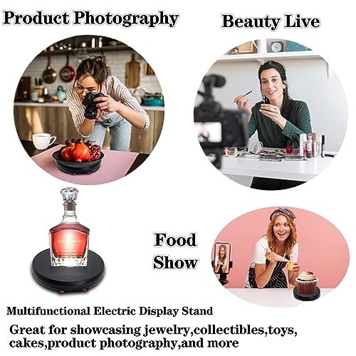 Motorized 360° Rotating Display Stand with LED Light - 10" Turntable, 55lbs Load