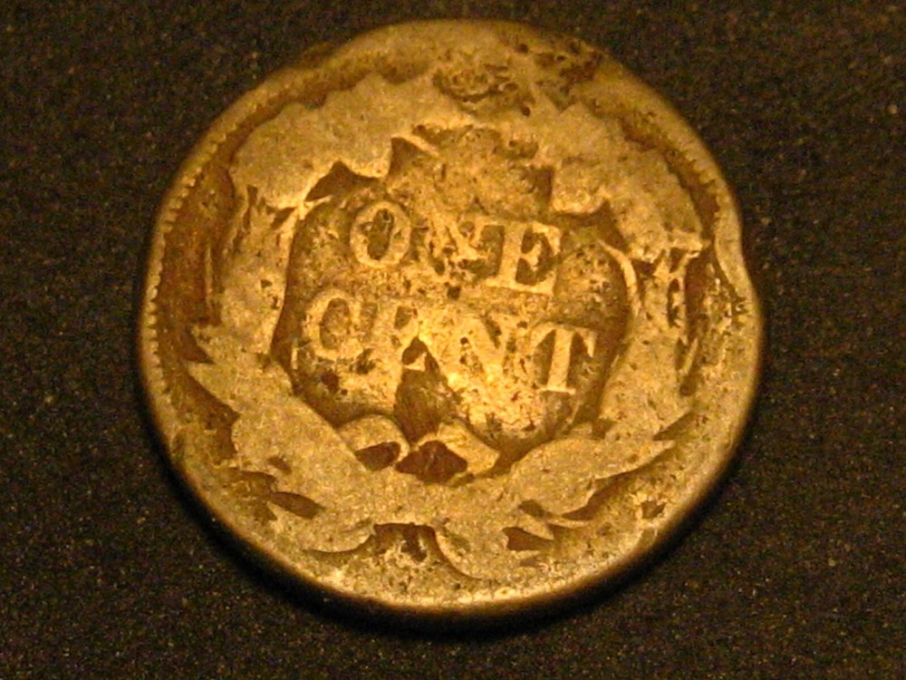 1857 Flying Eagle Cent Damaged