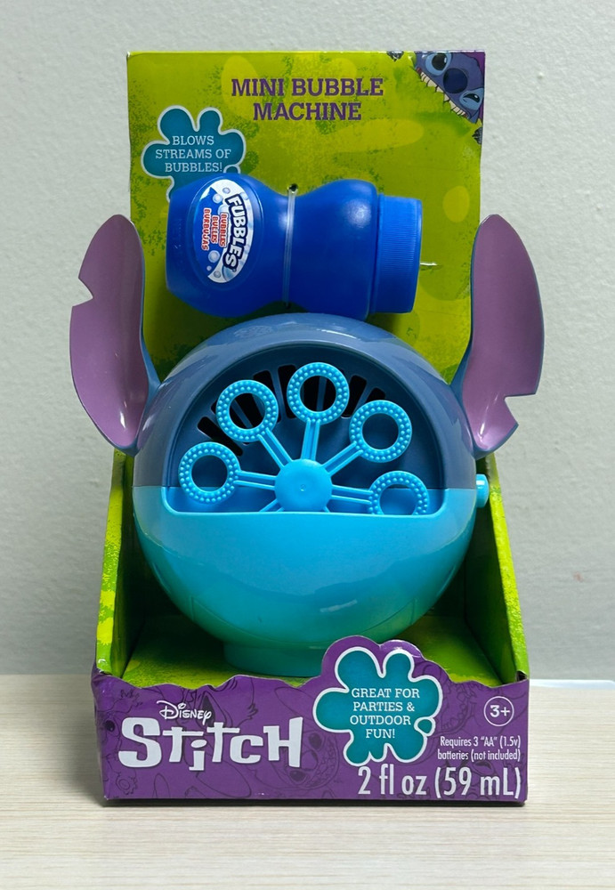 Disney Stitch Mini Bubble Machine - Fun Bubble Blower with Solution, Ages 3+