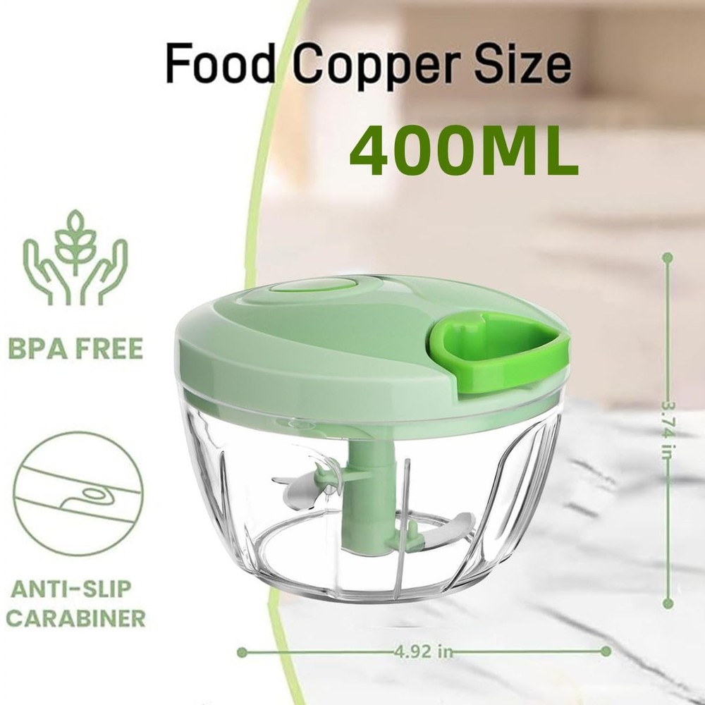Manual Veggie Chopper, Processor, Garlic Onion Nut Cutter, Green