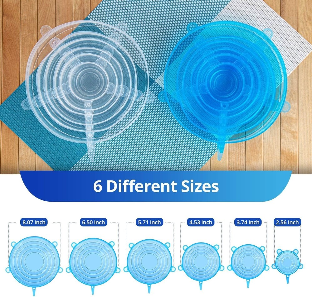 Silicone Stretch Lids, Zero Waste Reusable Silicon Container Lid Covers for Left